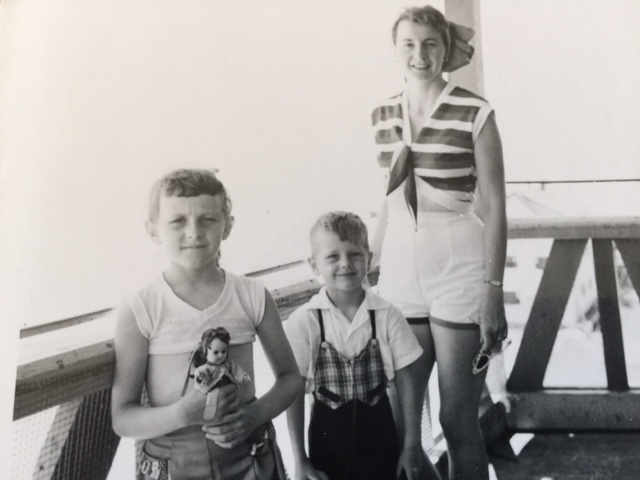 Mom, brother Jeff and me not smiling as usual - 1956 Atlantic City.